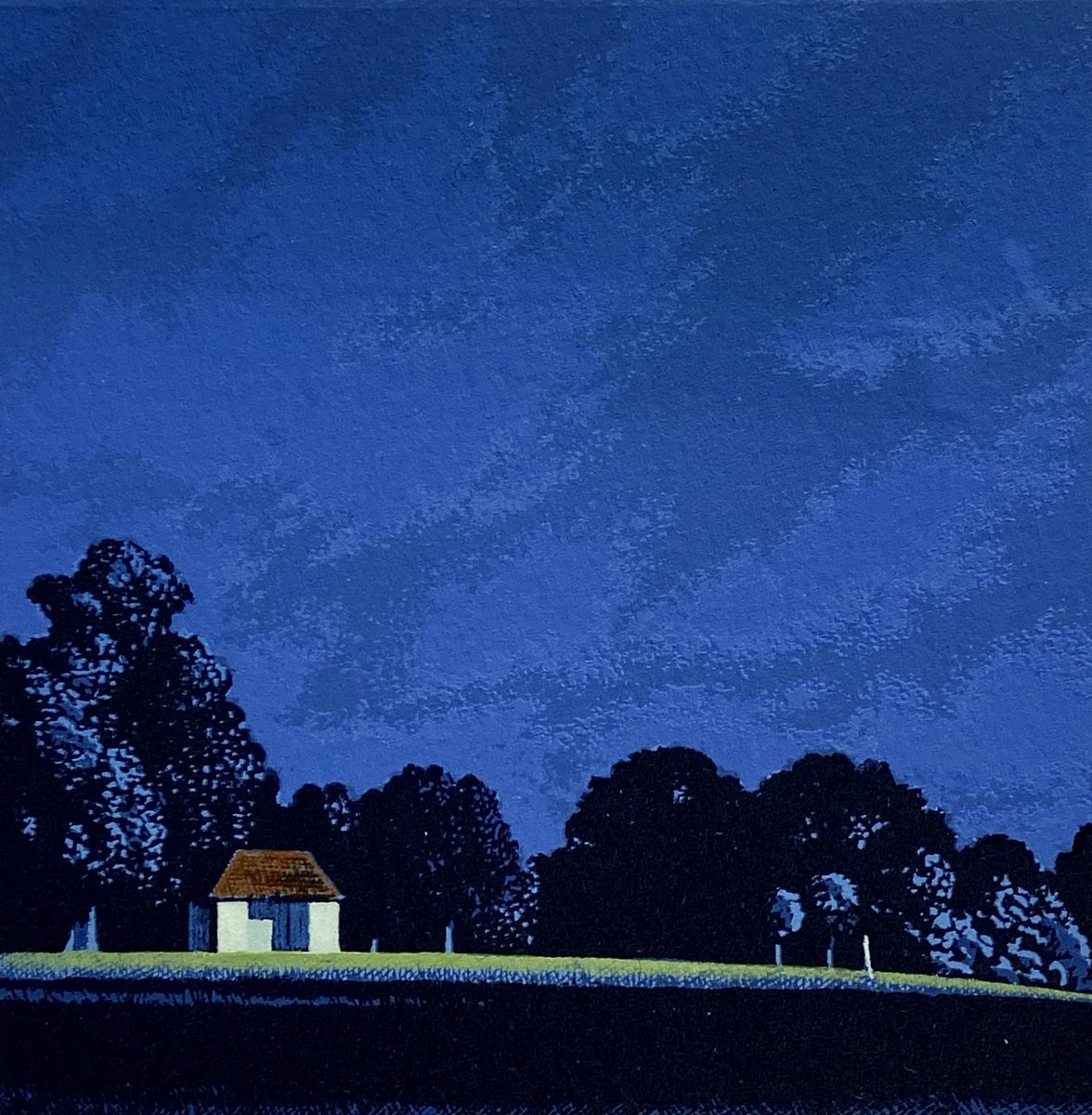 SBPrintmakers's tweet photo. Martin Grover: Artist In Focus until this Sunday.
Inspiration for his #screenprints includes apochryphal tales, elegiac decay, old records, wild flowers, sentinel tree stumps, sheds and shelters. Some reflect a wry humour, while others resonate a more melancholic tone. https://t.co/8ZKidgEk6O