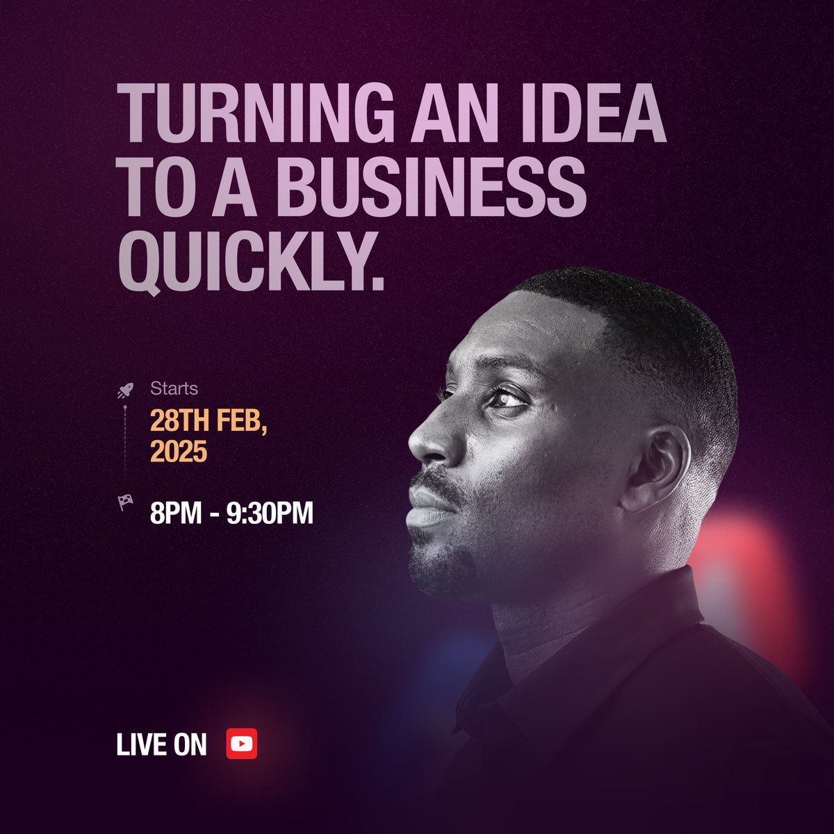 Last week over 300 people joined our live training session. Today, people voted that they want us to stream on “How to turn an idea to a business” 

So I’ll be streaming live from 8pm-9.30pm on YouTube📹📽️

The link will be shared in the WhatsApp group: chat.whatsapp.com/GXOSYIwrrKTD2S…