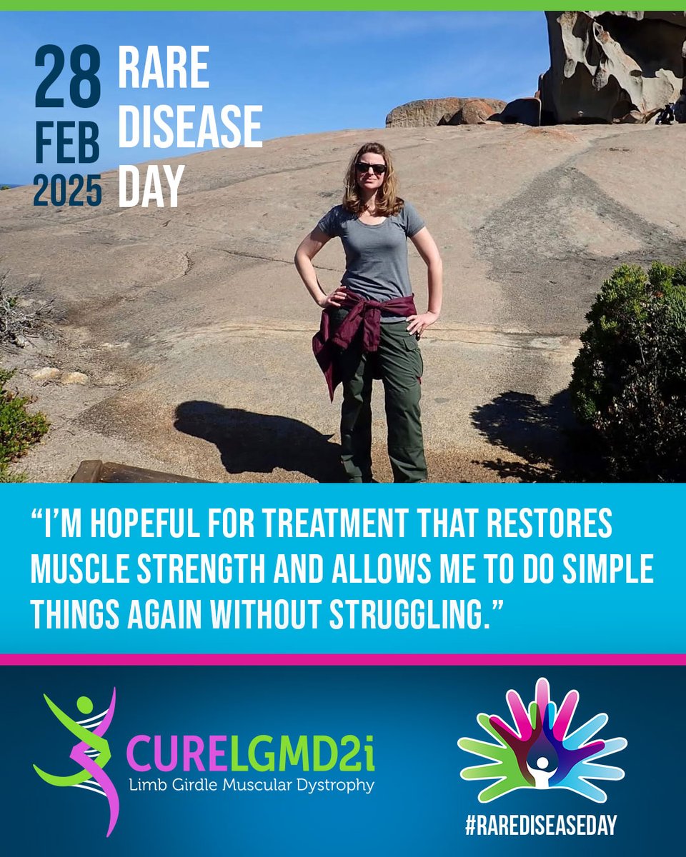 I'm hopeful for treatment that restores muscle strength and allows me to do simple things again without struggling. #AloneWeAreRare #TogetherWeAreStrong #LGMD #CureLGMD #RareDiseaseDay2025 #RDDay