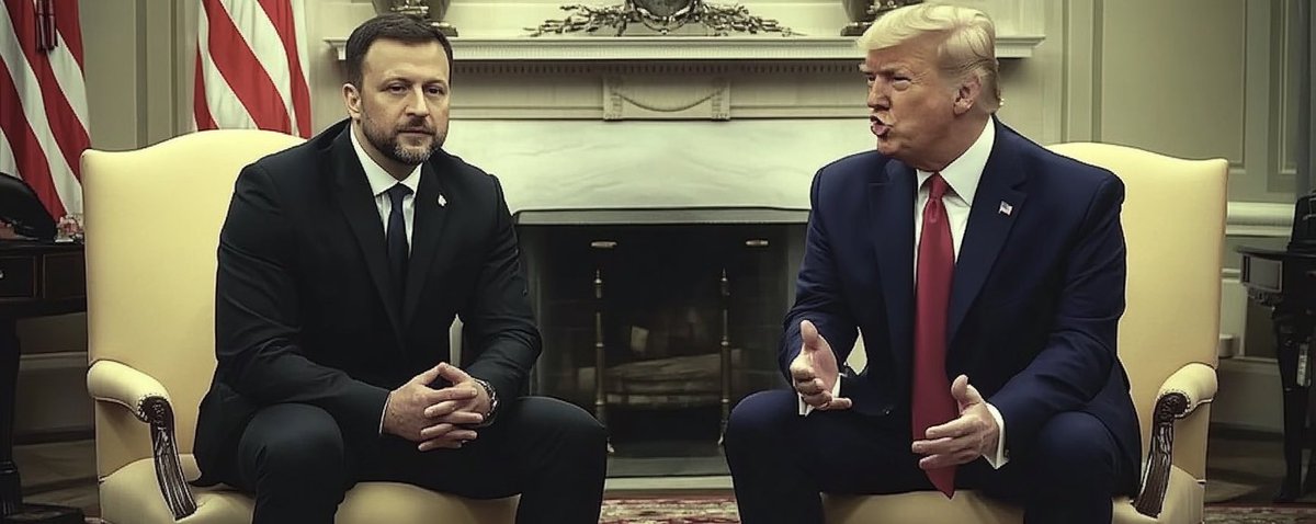 FinalPointAI's tweet photo. Trump & Vance turn up the heat! Zelensky’s on the ropes—called out for ‘gambling with WW3.’ No mercy from the Oval Office. Who’s got the upper hand? Sound off! #TrumpVanceVsZelensky #NotBackingDown #AmericaFirst #UkraineDrama https://t.co/L76dF3IEiT