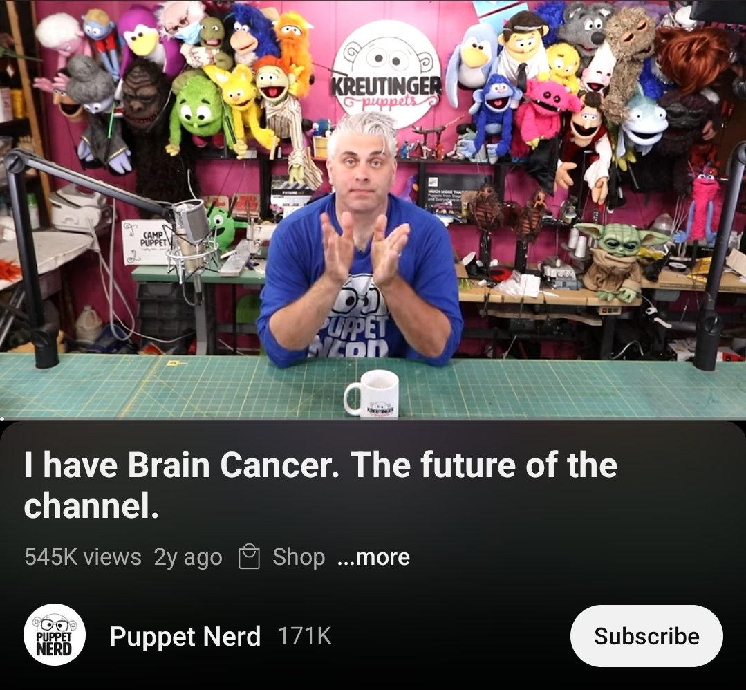 For those unaware, Adam is not the content creator / YouTuber voicing the puppet, but the literal creator OF Arlo's blue puppet. An incredible craftsman &amp; artist was lost 💙 May his channel &amp; more be a source of remembrance to the lives he's touched 💕