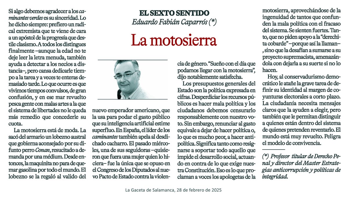Eduardo Fabián C. (@caporrismo) on Twitter photo Por donde vamos, el próximo desembarco norteamericano en Normandía no será para ayudarnos contra los nazis, sino para invadirnos armados de motosierras al grito de "viva la libertad". Porque no creo en esa "libertad", escribí esta columna para <a href="/LaGacetaSA/">La Gaceta de Salamanca</a>. lagacetadesalamanca.es/opinion/firmas… Por donde vamos, el próximo desembarco norteamericano en Normandía no será para ayudarnos contra los nazis, sino para invadirnos armados de motosierras al grito de "viva la libertad". Porque no creo en esa "libertad", escribí esta columna para <a href="/LaGacetaSA/">La Gaceta de Salamanca</a>. lagacetadesalamanca.es/opinion/firmas…