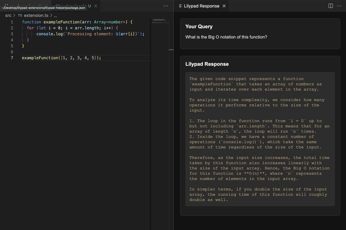pbillingsby (@pbillingsby_) on Twitter photo Writing my first VSCode extension today!
Powered by <a href="/Lilypad_Tech/">Lilypad Network</a>'s Anura API, it queries llama3.1:8b to analyze code and provide insights right in the editor π₯
So excited to play around with this API. You should check it out: docs.lilypad.tech/lilypad/lilypa⦠Writing my first VSCode extension today!
Powered by <a href="/Lilypad_Tech/">Lilypad Network</a>'s Anura API, it queries llama3.1:8b to analyze code and provide insights right in the editor π₯
So excited to play around with this API. You should check it out: docs.lilypad.tech/lilypad/lilypaβ¦