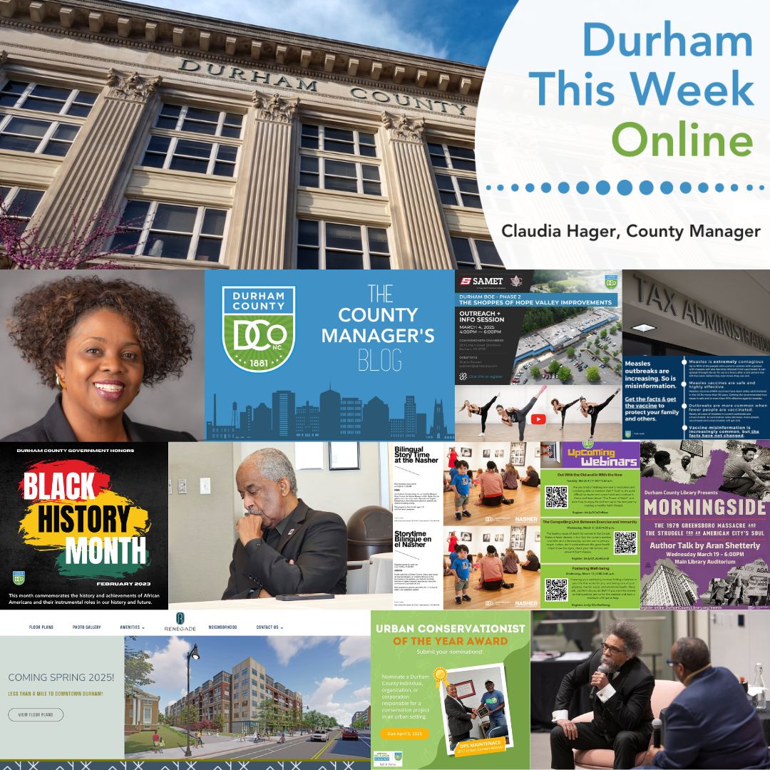 Inside our latest Durham This Week Online Newsletter, Manager Hager writes about the amazing work our employees have done to celebrate &amp; educate during Black History Month capping it off with a Lunch &amp; Learn featuring William "Bill" Bell!

Read it here: mailchi.mp/dconc/here-is-…