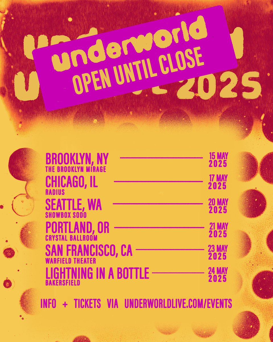 Tour Update: Two sets = more time with you. What’s going in the setlist this time….?

underworldlive.com/live