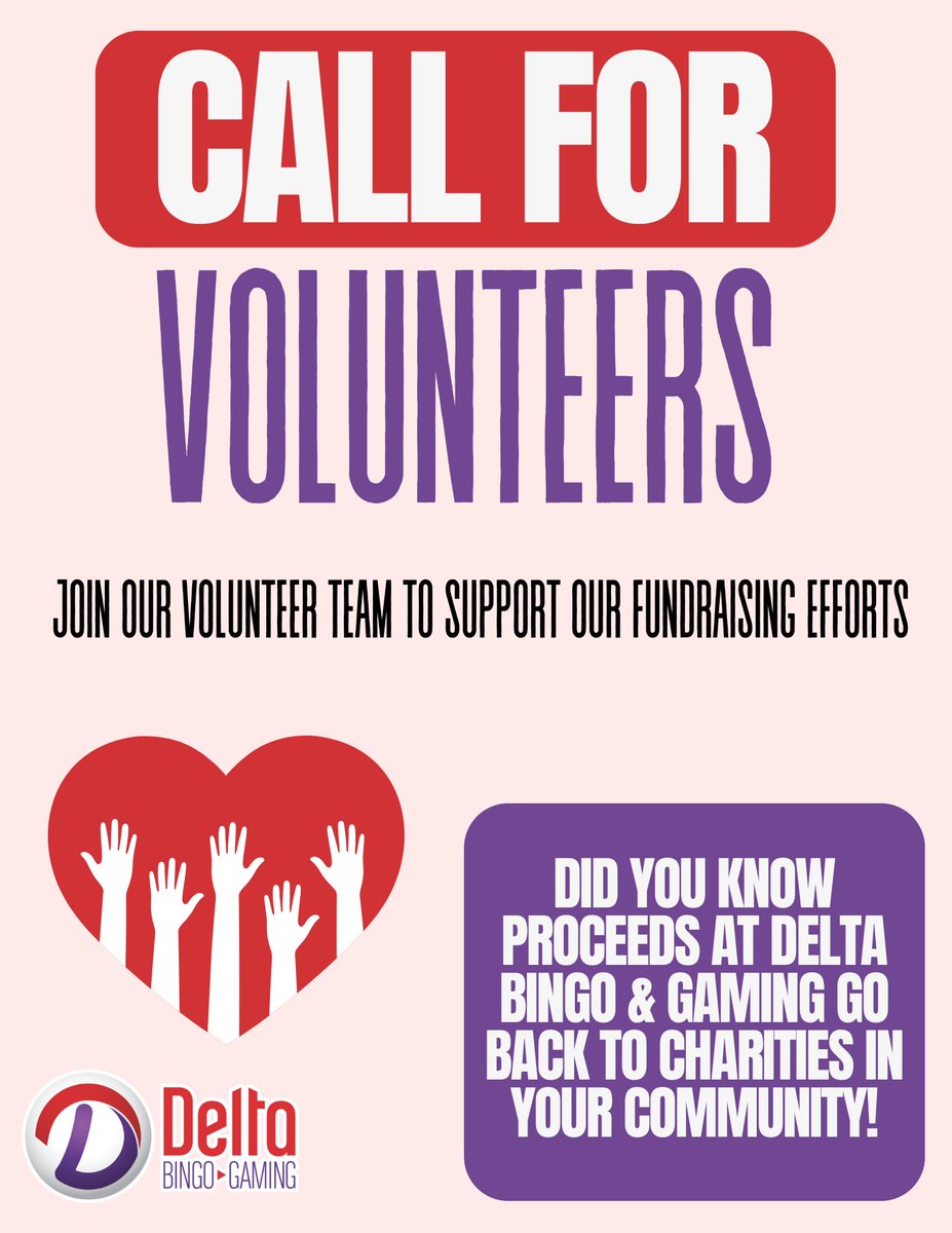 Checkout the Delta Bingo Call for Volunteers. To all who come out to play - thank you for supporting local charities like <a href="/BrainInjuryPTBO/">B.I.A.P.R.</a> . This important funding  helps us support our clients who are living with an #ABI with food, transportation, new boots etc.