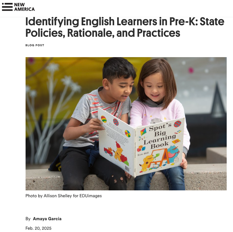 EarlyEdgeCA's tweet image. In this @NewAmerica article by Amaya Garcia, @EarlyEdgeCA’s Director of Policy, Carolyne Crolotte, advocates for a developmentally appropriate measure of English language proficiency for #TransitionalKindergarten (#TK) students. Read the article: ow.ly/3Jaq50V8tYj #ELPAC