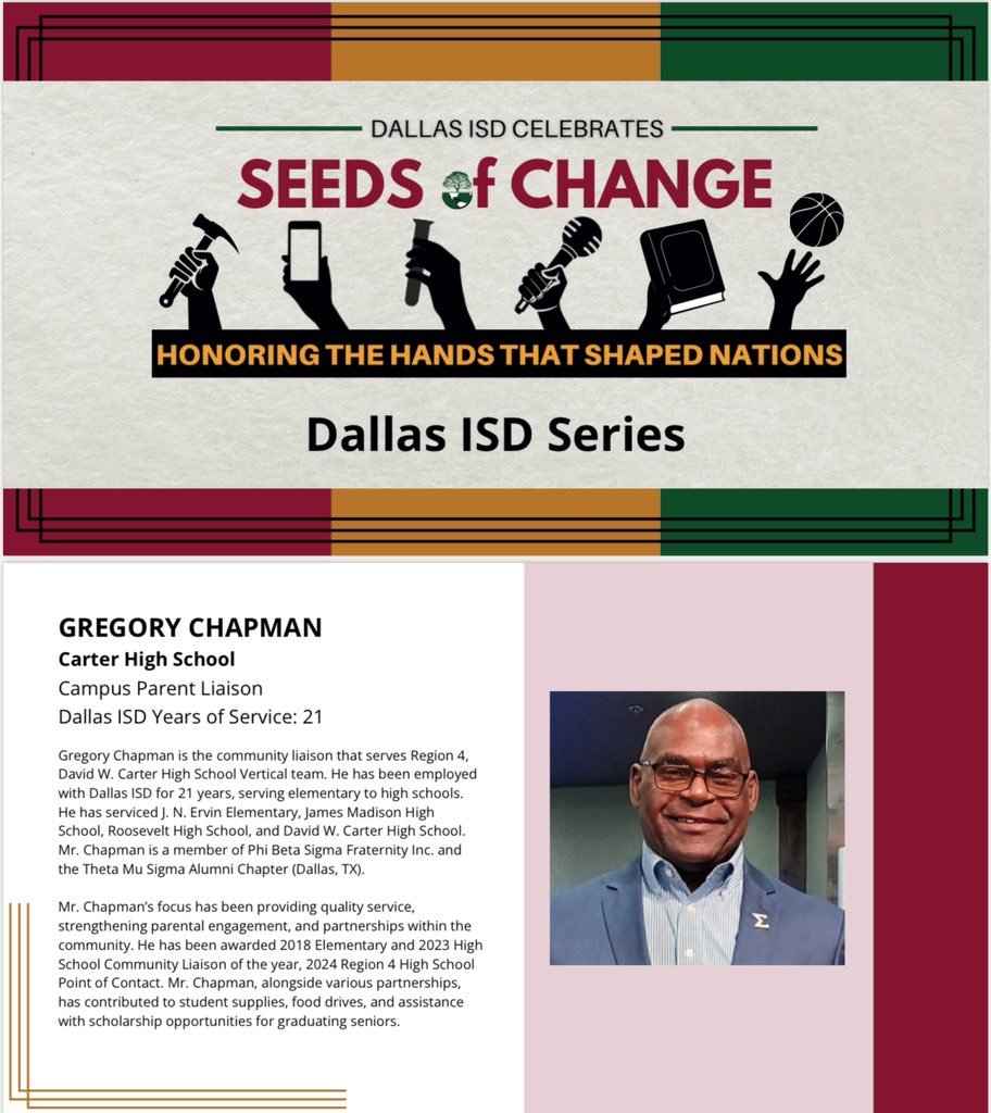 Our very own representing for David W. Carter HIgh School, Region 4; Thank you <a href="/Chapman2823/">Chapman32</a> for your hard work and dedication to our scholars.
