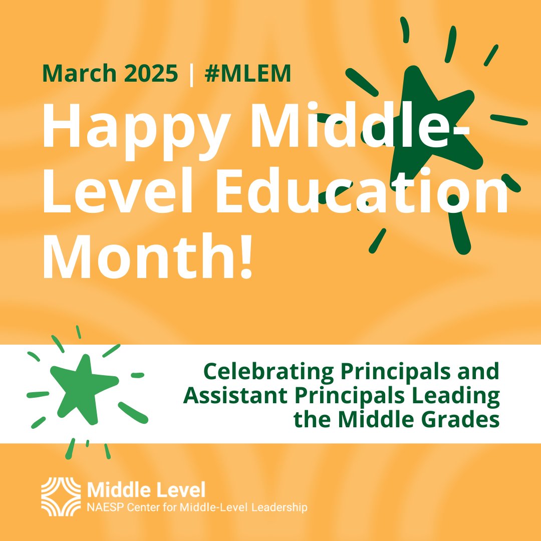 #MLEM | March is Middle-Level Education Month! 🎉 We're celebrating the remarkable work of our middle-level #edleaders who shape the academic landscape and social fabric of their schools.

Join us in celebrating their impact: naesp.org/programs/recog…