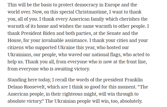 "VANCE: Have you said thank you once?"

This is insane. Zelenskyy gave an address to a joint session of Congress less than a year after the Russian invasion started, and said these words (among many other words of gratitude):