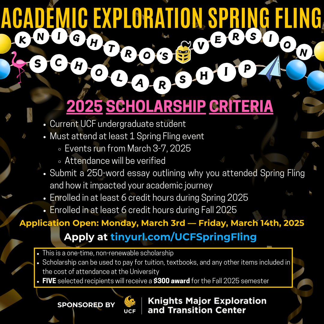 AESF (Knightro's Version) starts next week &amp; you could earn $$$ for participating! KMETC will select FIVE (5) students to win $300 scholarships for the Fall 25 semester! The time to explore is NOW! Visit the link in our bio for the scholarship app link &amp; schedule of AESF events!