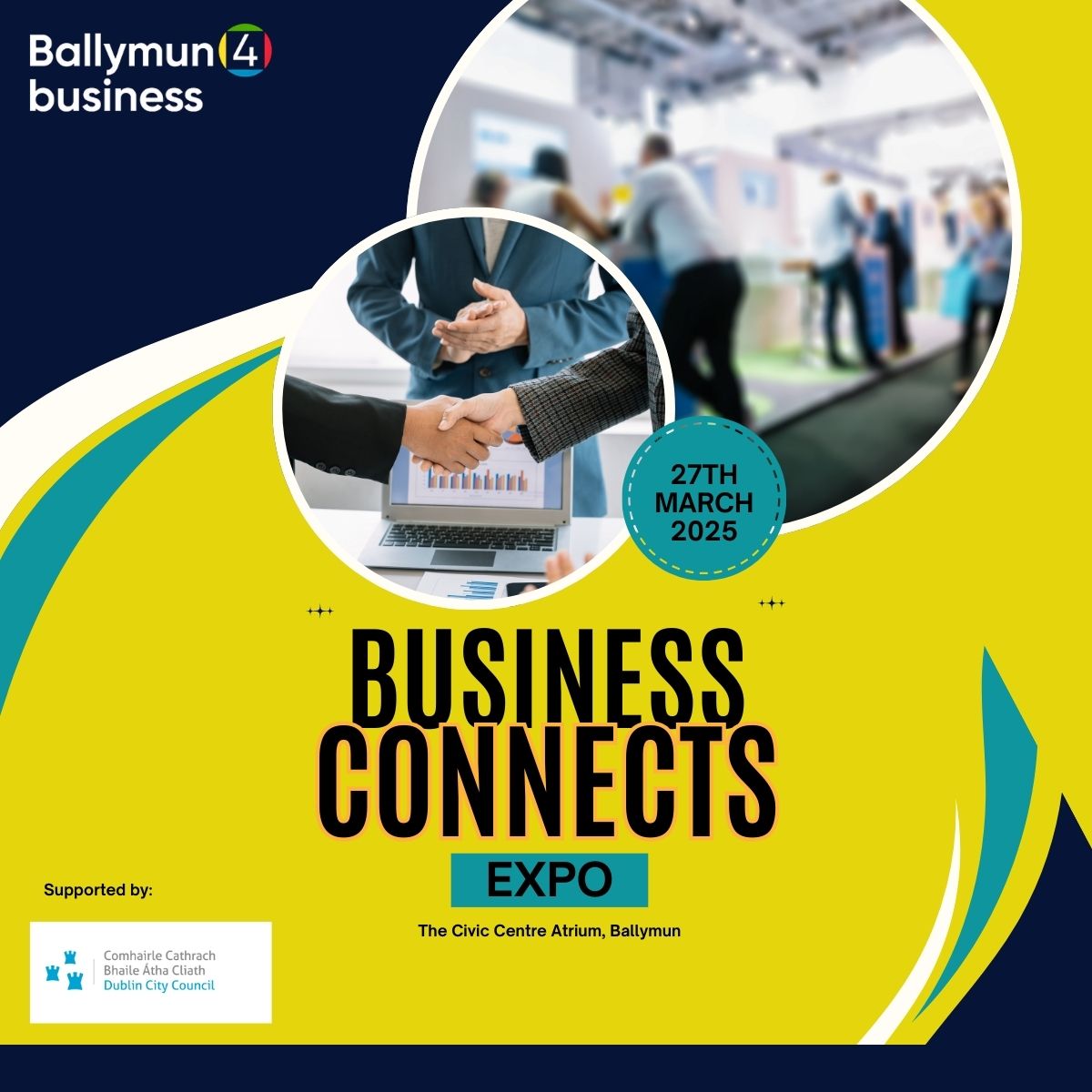 B4b - Business Connects EXPO 2025
Hosted by Ballymun4business and sponsored by Dublin City Council.
Date:   Thursday, 27th March 2025
Time:  Start 4.30pm – Finish 7.30pm
Location:  Civic Centre Atrium, Ballymun
Limited complementary tickets:
b4b.ie/b4b-business-c…

#b4bconnects