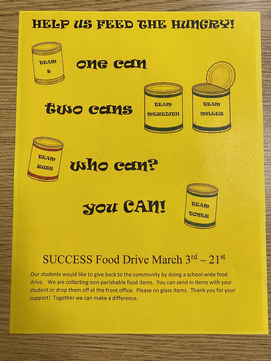 VanessaToner's tweet photo. The @FCPSMaryland SUCCESS senior class is sponsoring a can food drive! Hoping Team Toner can bring in the most food and help the hungry in our community! #fcpssuccess #community #fcpstogether https://t.co/VhxSNlFghN