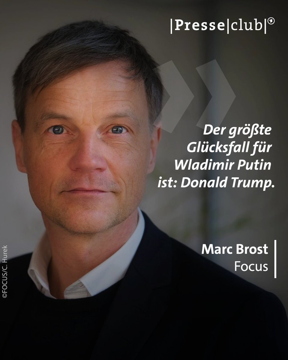 Ausgerechnet ein amerikanischer Präsident verhelfe Russlands Diktator zu dessen wichtigstem Sieg, meint <a href="/marcbrost/">Marc Brost</a> (<a href="/FOCUS_Magazin/">FOCUS</a>). Trump strebe eine schnelle Einigung mit Putin an, weil er die Rohstoffe der Ukraine haben und Geschäfte mit Russland machen wolle. #presseclub