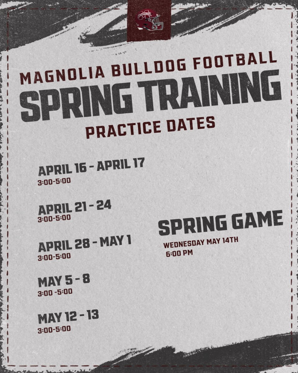 Magnolia Bulldogs Football (@dogfootball) on Twitter photo The Bulldogs are fired up about Spring Training 2025! Check out our dates here. <a href="/MagISDAthletics/">Magnolia ISD Athletics</a> <a href="/MagnoliaHighTX/">Magnolia High School</a> The Bulldogs are fired up about Spring Training 2025! Check out our dates here. <a href="/MagISDAthletics/">Magnolia ISD Athletics</a> <a href="/MagnoliaHighTX/">Magnolia High School</a>