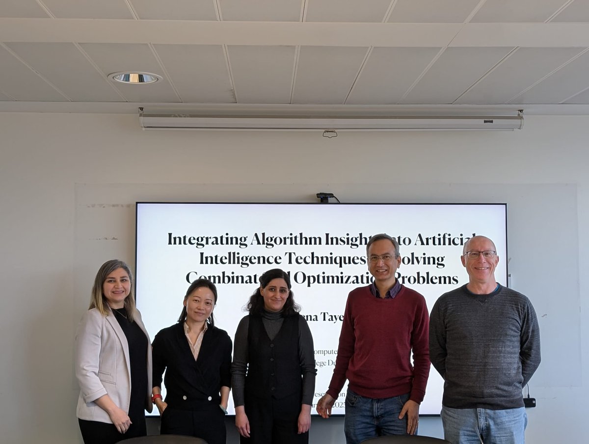 Deepak Ajwani (@deepak_ucd) on Twitter photo Happy to announce that my student, Dena Tayebi, successfully defended her PhD thesis on "Integrating Algorithmic Insights into AI Techniques for Solving
Combinatorial Optimisation Problems" Thanks to her examiners <a href="/yingqianzhang/">Dr. Yingqian Zhang</a> <a href="/Goligolpa/">Fatemeh Golpayegani</a> <a href="/UCDCompSci/">UCD Computer Science</a> Happy to announce that my student, Dena Tayebi, successfully defended her PhD thesis on "Integrating Algorithmic Insights into AI Techniques for Solving
Combinatorial Optimisation Problems" Thanks to her examiners <a href="/yingqianzhang/">Dr. Yingqian Zhang</a> <a href="/Goligolpa/">Fatemeh Golpayegani</a> <a href="/UCDCompSci/">UCD Computer Science</a>