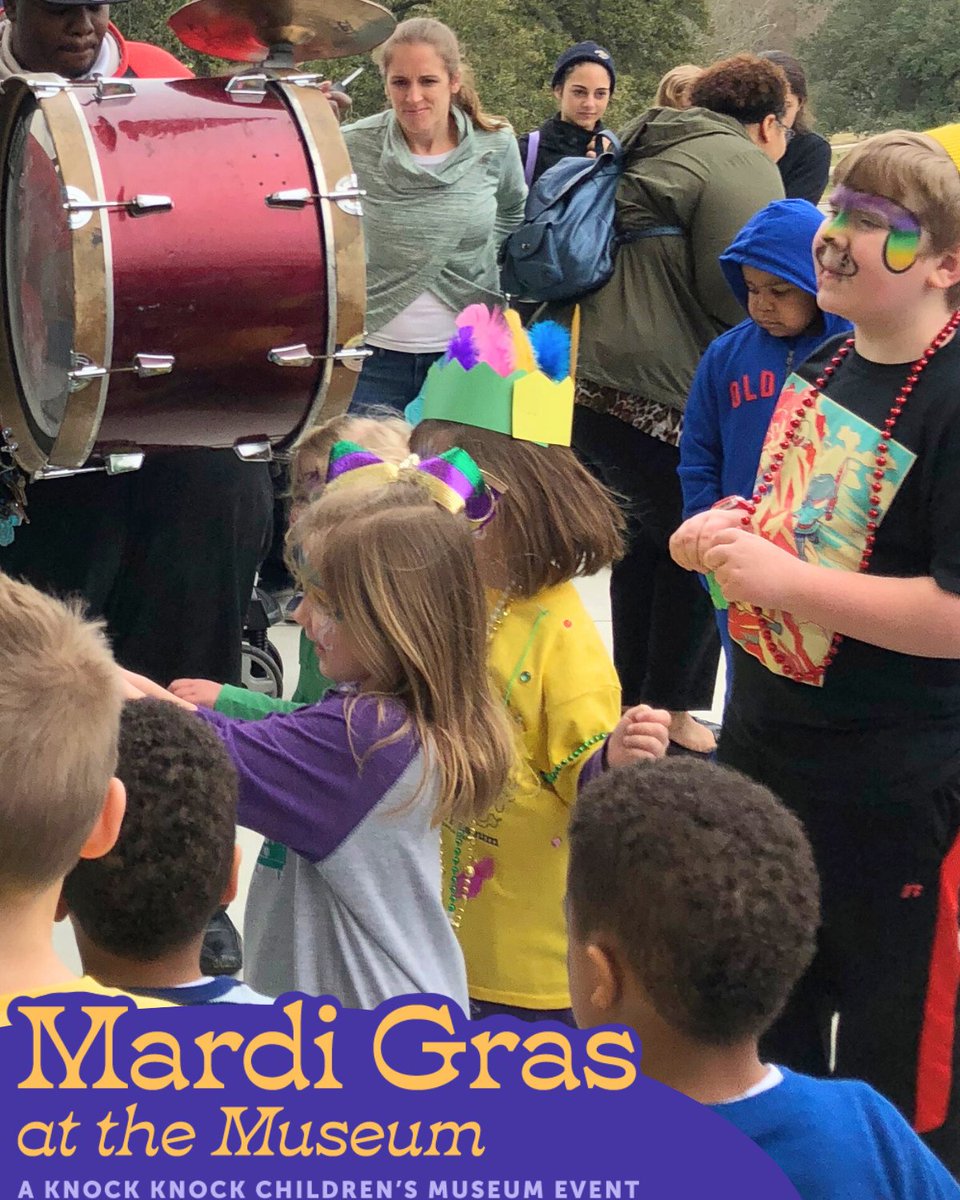 It's almost Lundi Gras – which means we are just three days away from Knock Knock's Mardi Gras at the Museum event! You can stilll register online for one of our two sessions. Get ready to let the good times roll! 💜