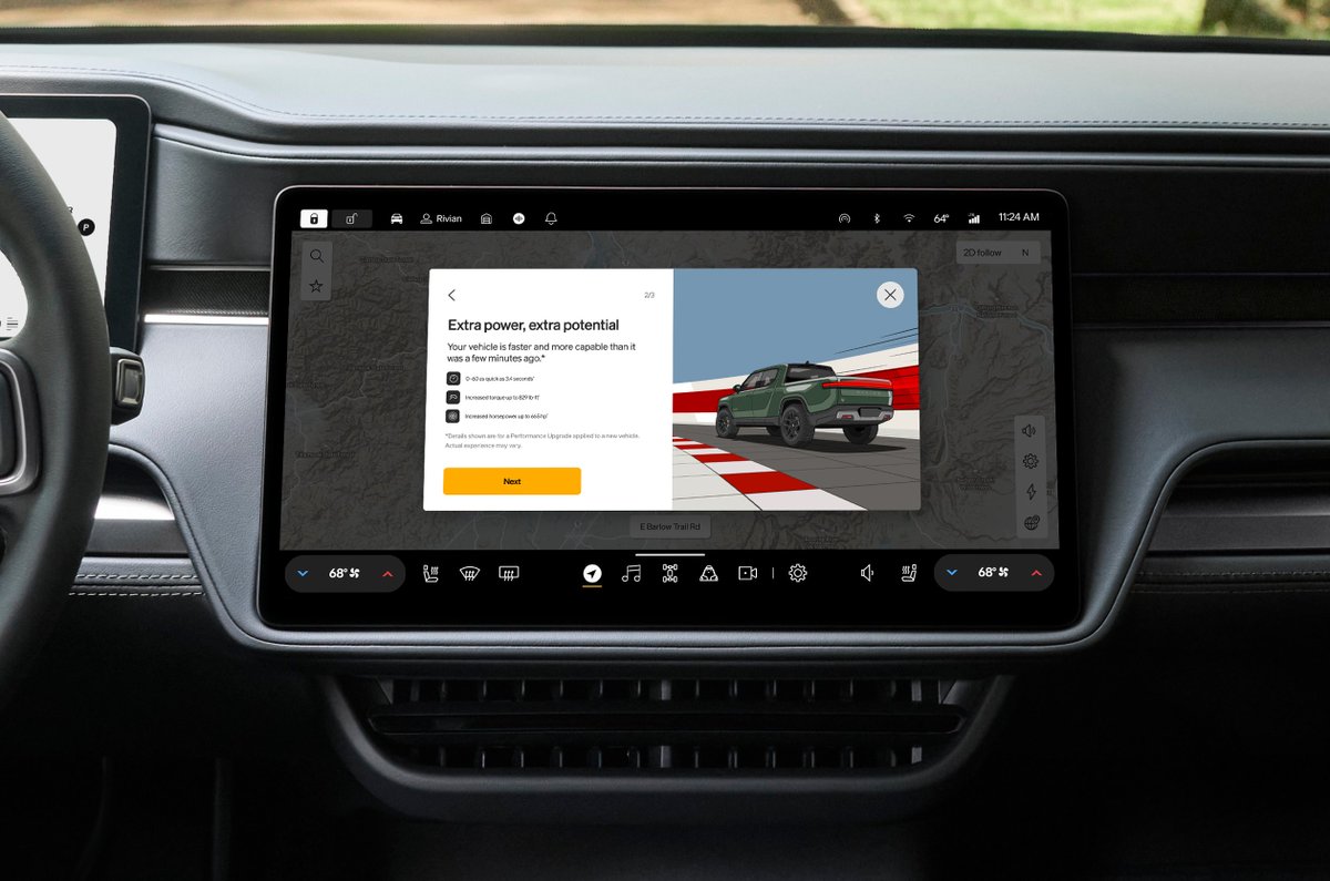 WassymBensaid's tweet image. Per your feedback, Dual Performance upgrade for your Rivian will be available through OTA.
Coming soon with the 2025.06 update. And you can use Rivian Rewards, too!