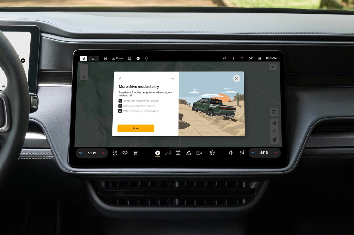 WassymBensaid's tweet image. Per your feedback, Dual Performance upgrade for your Rivian will be available through OTA.
Coming soon with the 2025.06 update. And you can use Rivian Rewards, too!