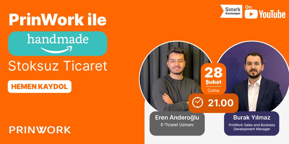 prinworkcom's tweet image. Yayındayız! #AmazonHandmade Webinarı Başladı! 🧡

youtube.com/live/R_q72pLc-…

@ErenAnderoglu