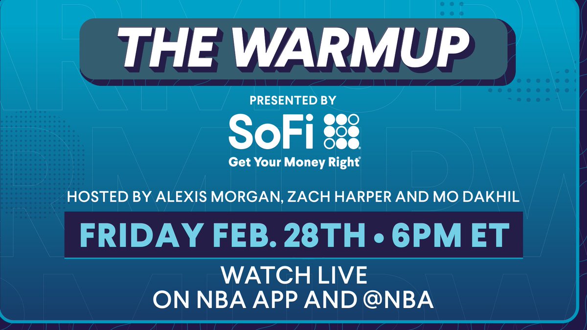 Mo Dakhil (@modakhil_nba) on Twitter photo Come check out <a href="/alexismorgan/">Alexis Morgan</a>, <a href="/talkhoops/">Zach Harper</a>, and me on the <a href="/NBA/">NBA</a> app for the Warmup presented by <a href="/SoFi/">SoFi</a> today at 6pm ET/ 3pm PT. It will be fun, come through. Come check out <a href="/alexismorgan/">Alexis Morgan</a>, <a href="/talkhoops/">Zach Harper</a>, and me on the <a href="/NBA/">NBA</a> app for the Warmup presented by <a href="/SoFi/">SoFi</a> today at 6pm ET/ 3pm PT. It will be fun, come through.