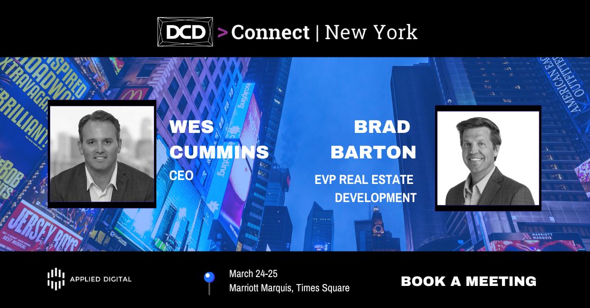 APLDdigital's tweet photo. 🏢 DCD New York is almost here—are you ready?
AI, energy constraints, and expansion strategies are reshaping data centers. Applied Digital’s thought leaders are tackling these big topics at #DCDNY.
📢 Keynote & Debate: Wes Cummins + Brad Barton
📅 March 24-25, 2025
Let’s connect: https://t.co/W0UDGsplVk
#APLD #AI #DataCenters
