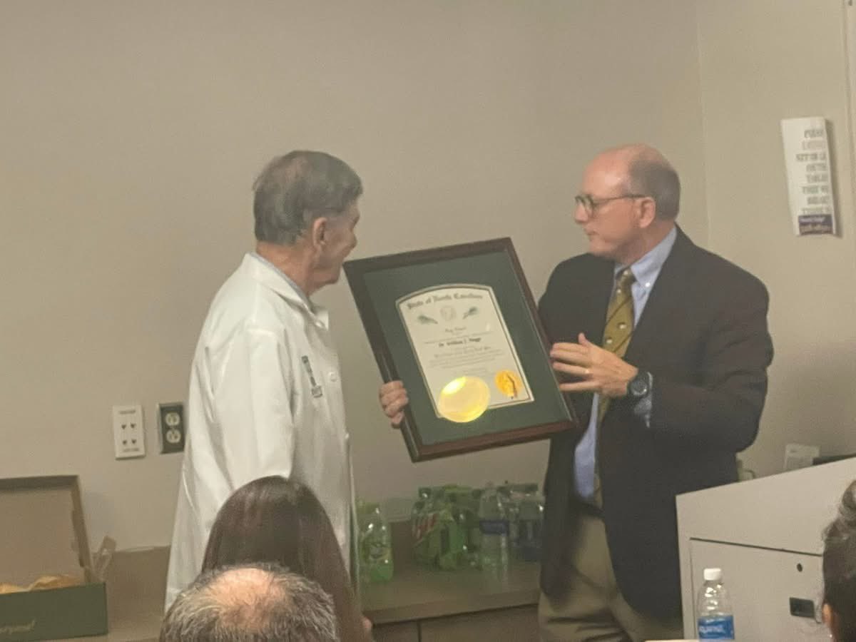 Congratulations to Dr. William Meggs

He received the Order of the Long Leaf Pine award from the state of NC by Rep. Tm Reeder  

longleafpinesociety.org