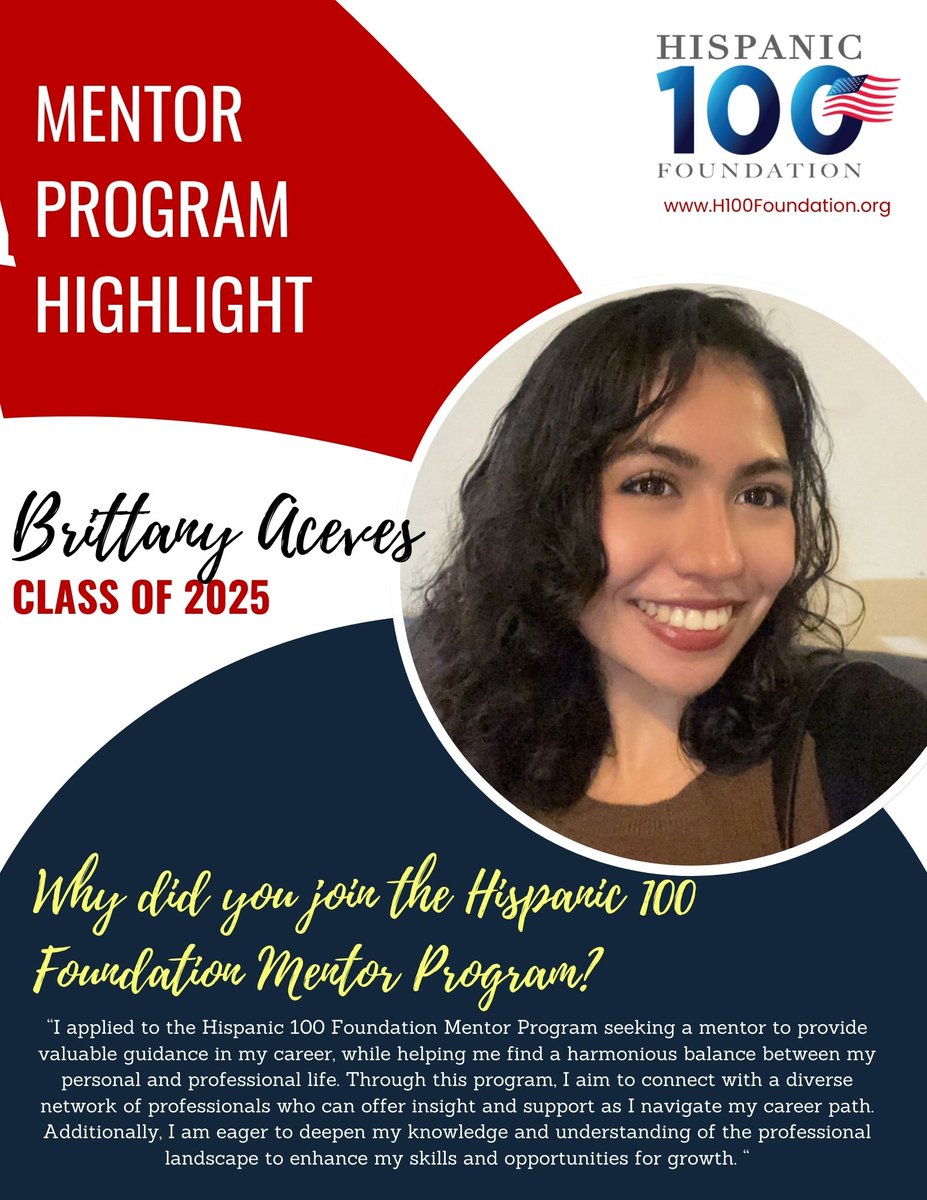 H100 Foundation (@h100foundation) on Twitter photo HISPANIC 100 FOUNDATION
CLASS OF 2025 MENTOR PROGRAM
Why did you join the Hispanic 100 Foundation Mentor Program?!
We asked ... Our students answered!
To learn more about the Hispanic 100 Foundation Mentor Program
VISIT: H100Foundation.org
CONTACT: info@Hispanic100.org HISPANIC 100 FOUNDATION
CLASS OF 2025 MENTOR PROGRAM
Why did you join the Hispanic 100 Foundation Mentor Program?!
We asked ... Our students answered!
To learn more about the Hispanic 100 Foundation Mentor Program
VISIT: H100Foundation.org
CONTACT: info@Hispanic100.org