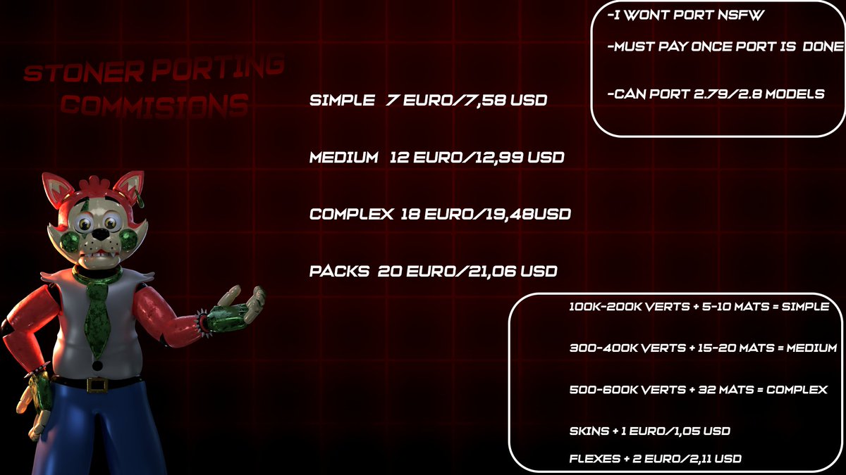 SfmStone's tweet image. Sfm porting c0mm with Substance Painter texture work are now OPEN!!  

-----------------------------------------------------------  

IMPORTANT NOTES! 

 -I accept paypal payment    

-RTS are really appreciated.   

-Got any Questions? contact me on discord stonesfm  

1/2