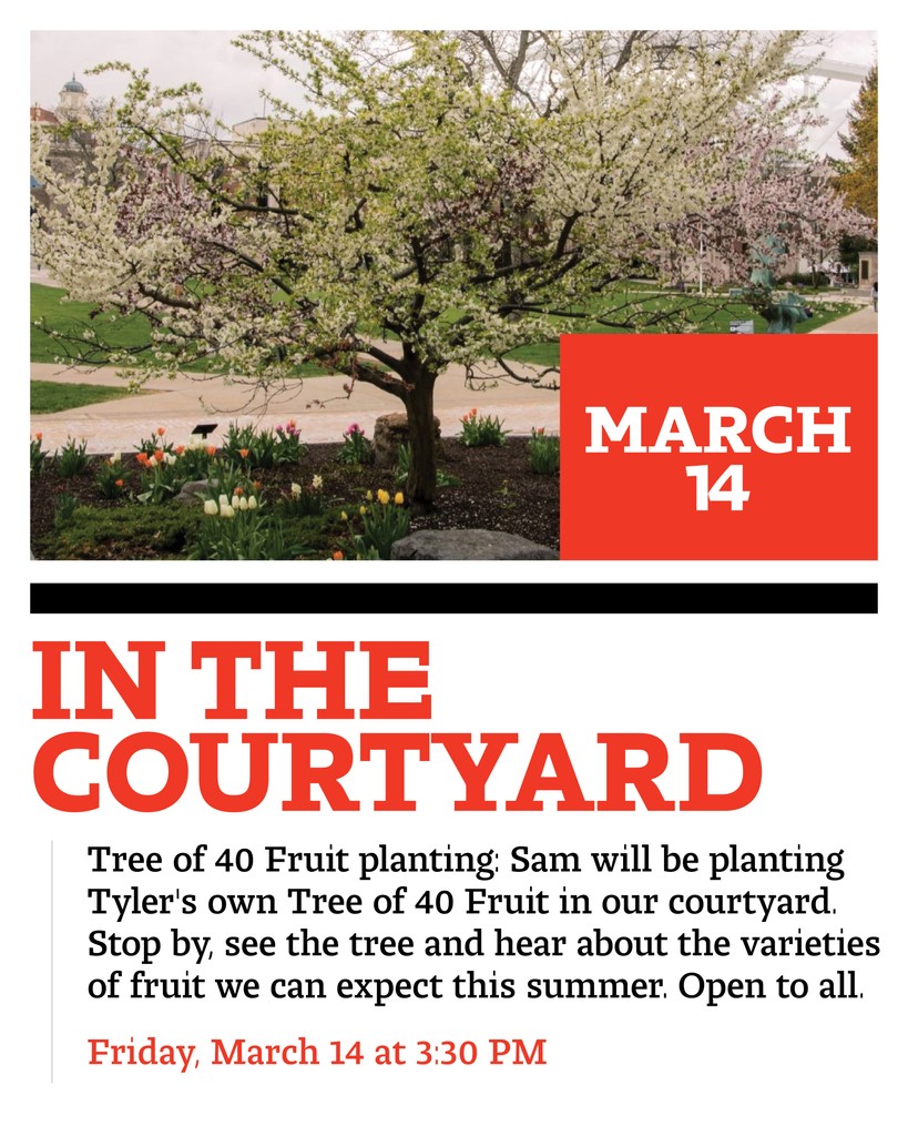 Join us for an exciting week of programming after spring break with 2025 Wolgin Visiting Artist  Sam Van Aken! More info available on our website🌲