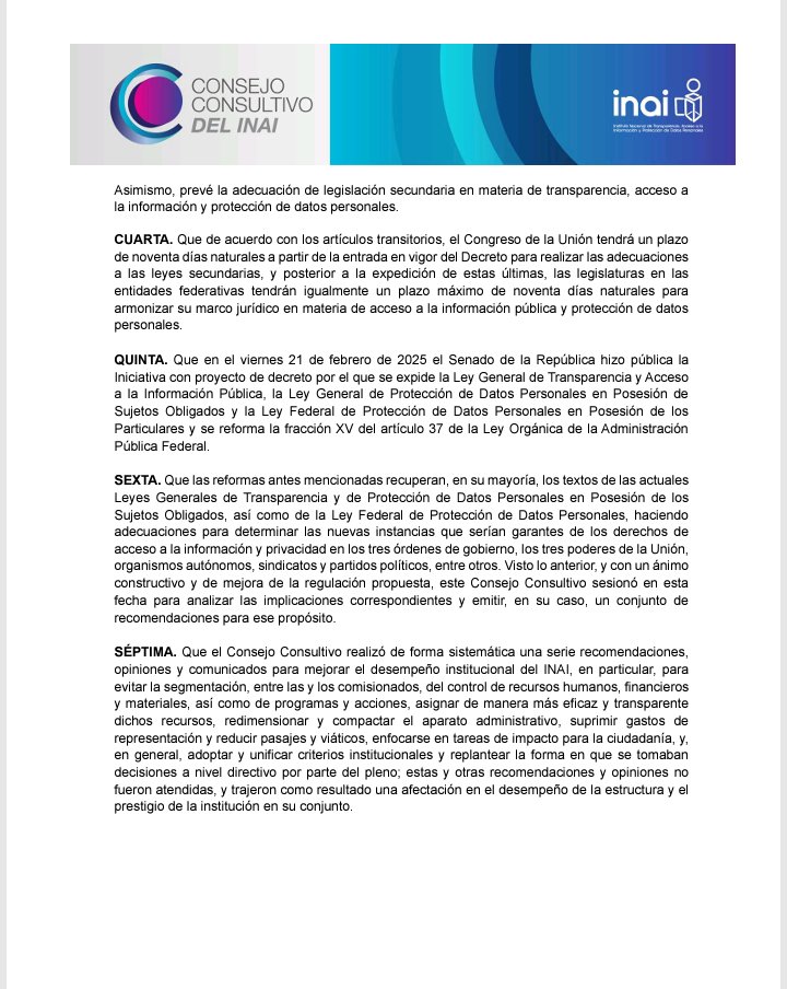 ConsejoConINAI's tweet photo. 1/2 Recomendación emisión de Leyes secundarias de transparencia y protección de datos https://t.co/xiQDKCKvRt
