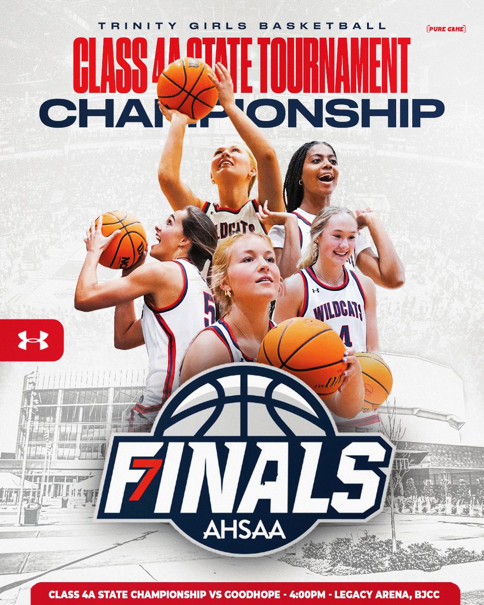 TPSAthletics1's tweet photo. The Varsity Girls Basketball team is going for the THREE-PEAT today at 4 PM at the BJCC in Birmingham! Don’t miss this historic game—grab your tickets at the door or through Ticketmaster and come cheer them on! Don’t forget to wear RED! Go Cats Go! #ThreePeat #TrinityHoops https://t.co/IeQxKGxUq9