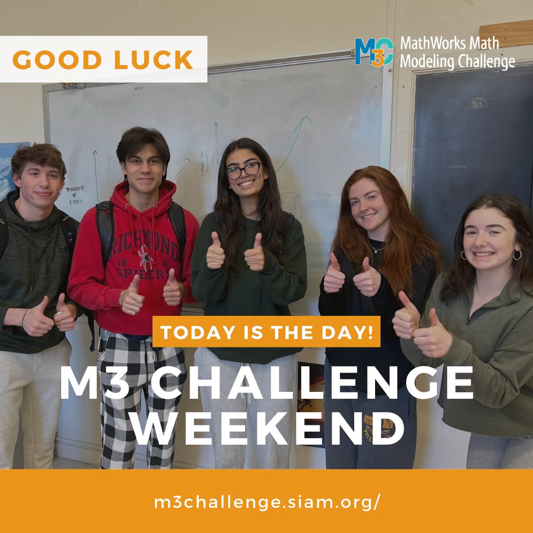 m3challenge's tweet image. #M3Challenge Weekend is here! Teams have now through 3/3 to start their 14-hour #MathModeling challenge—encourage your students to:
✅ Plan &amp;amp; divide tasks
✅ Stay organized &amp;amp; track insights
✅ Take breaks to stay sharp

Wishing all teams a great experience! Share a team photo! 📸