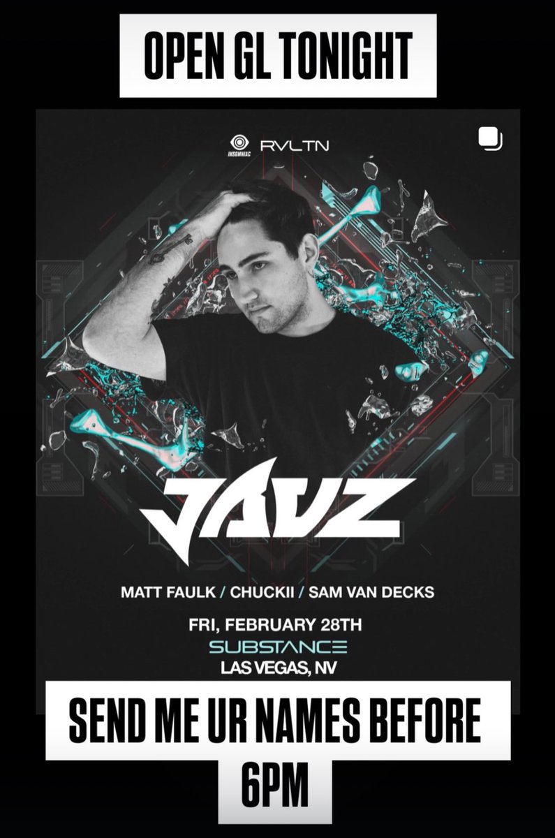 whoiscollision's tweet photo. Guest list for JUAZ @ Substance open!
Send me your names before 6pm! https://t.co/JRU6rfAb7i