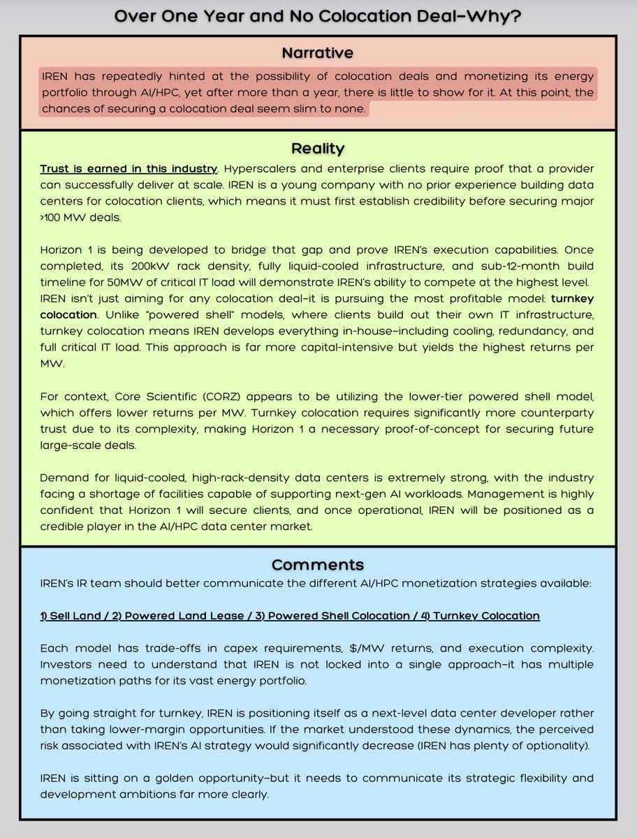 Agrippa_Inv's tweet image. $IREN has a serious problem...

In this deep-dive post, I’ll shed light on $IREN&apos;s Achilles&apos; heel: its Investor Relations (IR) &amp;amp; Communications Strategy.

Although $IREN is one of the best-positioned data center companies in this AI-driven paradigm shift, its stock trades like a…
