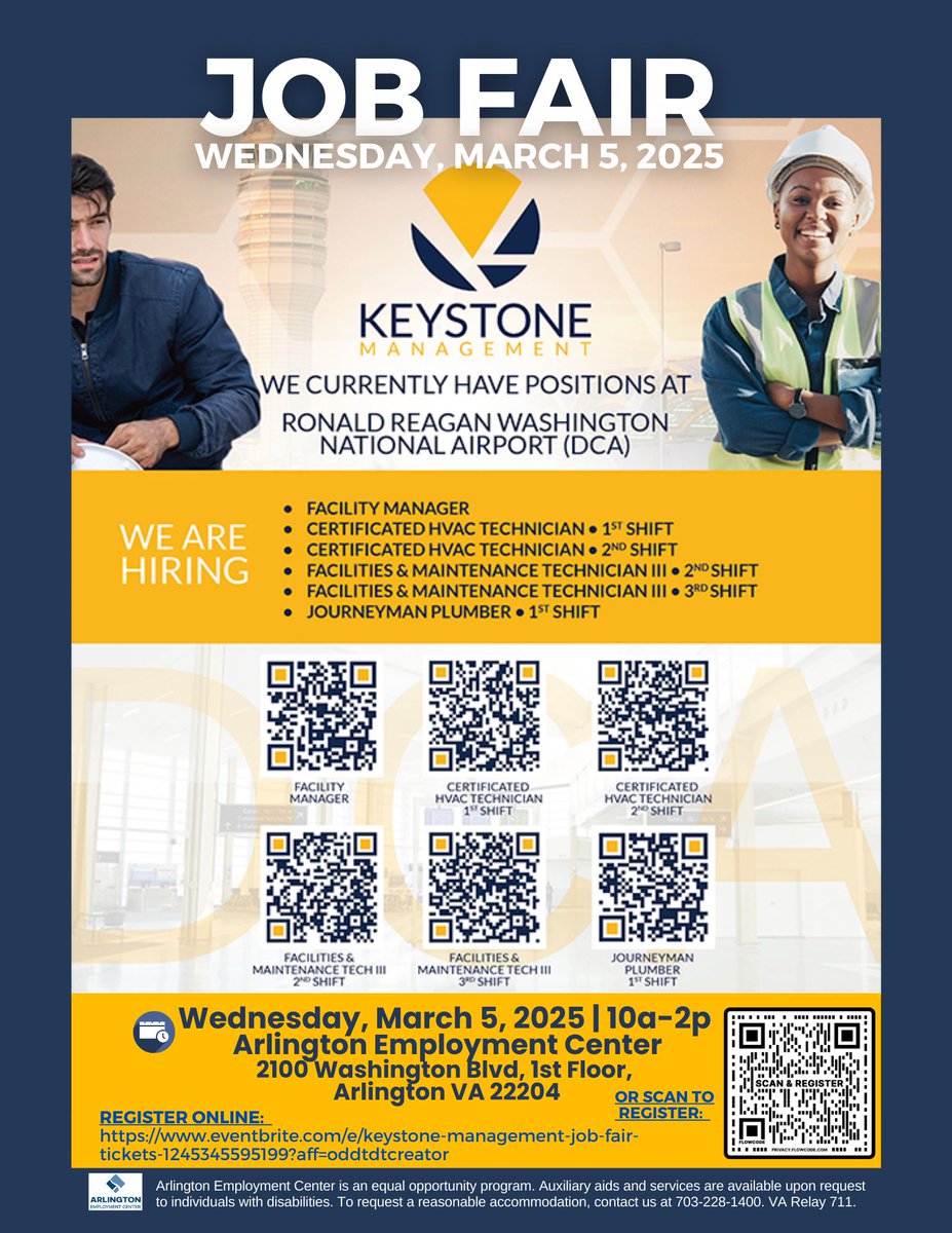 Arl Employment Ctr (@arlemploymentct) on Twitter photo Join us at the HIRING EVENT hosted by Keystone Management Group! Opportunities for Facilities Manager, HVAC Tech, Maintenance Tech, and Journeyman Plumber. 📅 March 5, 2025, 10am-2pm Register buff.ly/4ilatSk #JobFair #CareerOpportunities <a href="/workcouncil/">Alexandria/Arlington Regional Workforce Council</a> #hvac <a href="/arlingtonva/">Arlington County</a> Join us at the HIRING EVENT hosted by Keystone Management Group! Opportunities for Facilities Manager, HVAC Tech, Maintenance Tech, and Journeyman Plumber. 📅 March 5, 2025, 10am-2pm Register buff.ly/4ilatSk #JobFair #CareerOpportunities <a href="/workcouncil/">Alexandria/Arlington Regional Workforce Council</a> #hvac <a href="/arlingtonva/">Arlington County</a>