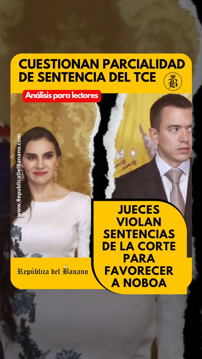 Cuestionan sentencia del <a href="/TCE_Ecuador/">TCE Ecuador</a> contra <a href="/veroniabad/">Verónica Abad</a> por parcialidad a favor de Daniel Noboa

👉🏽 republicadelbanano.com/2025/02/28/cue…

#RepublicaDelBanano