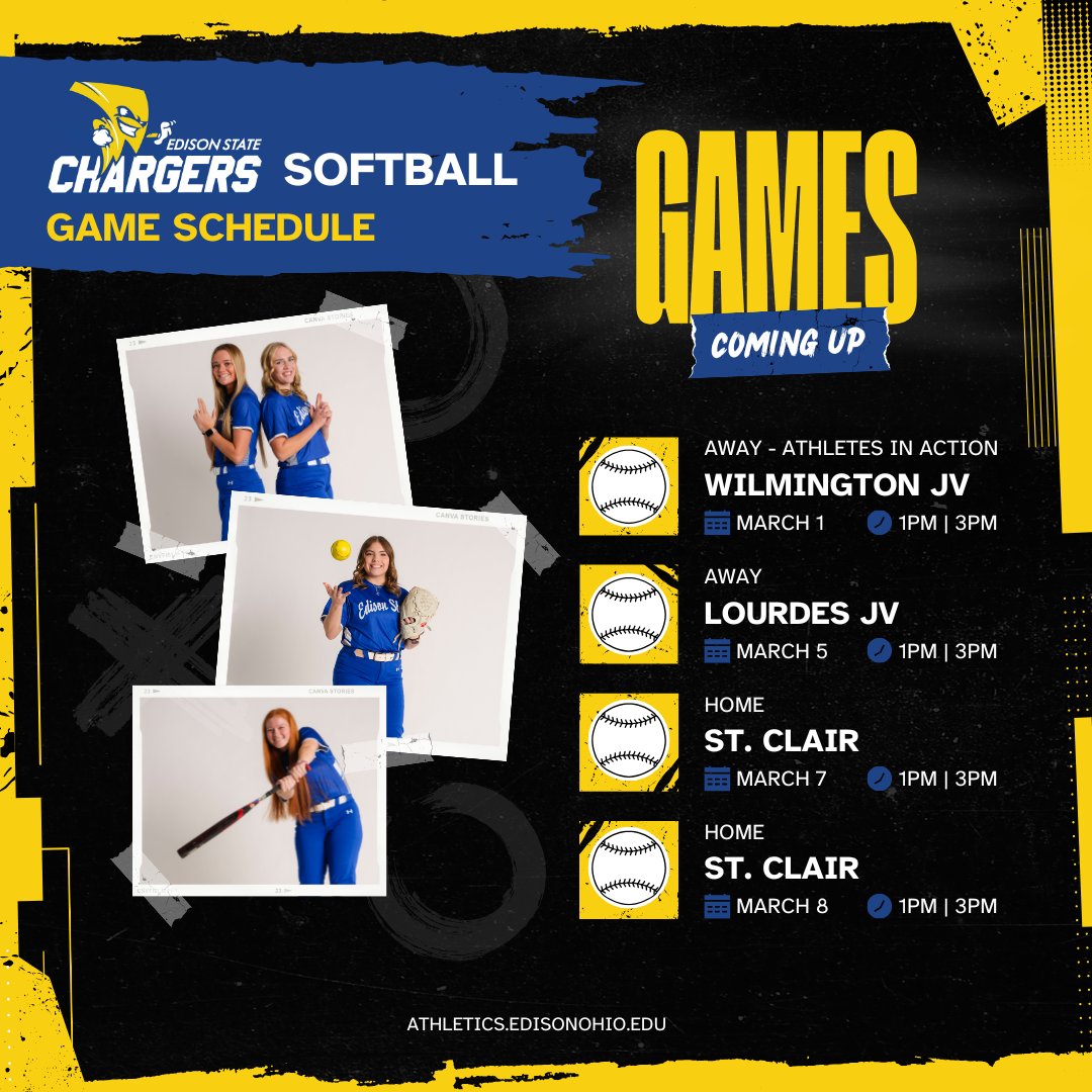 Who's ready for softball?! The Lady Chargers are geared up for these upcoming games! ⚡🥎