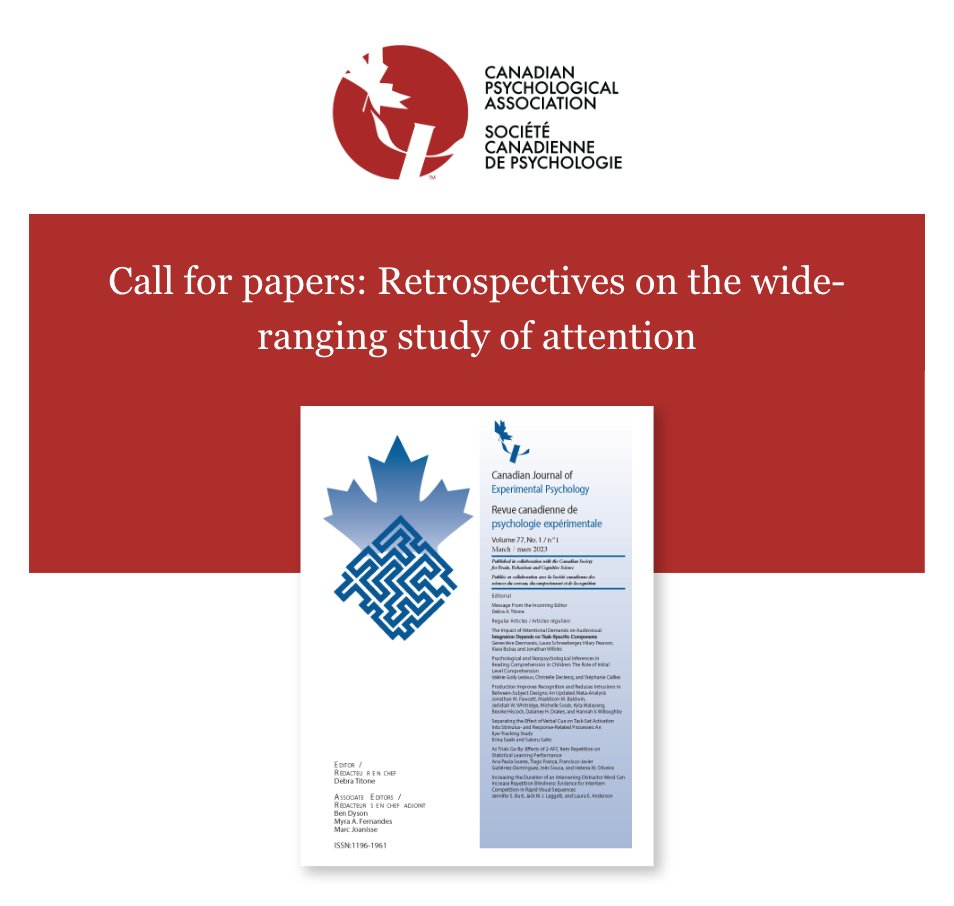 thekleinlab's tweet photo. The Canadian Journal of Experimental Psychology invites proposals for a special issue on the wide-ranging study of attention, inspired by the career of Professor Raymond Klein.

Expression of interest deadline: Mar 28, 2025

Learn more and submit via the link below. https://t.co/UhDOCLm6n7