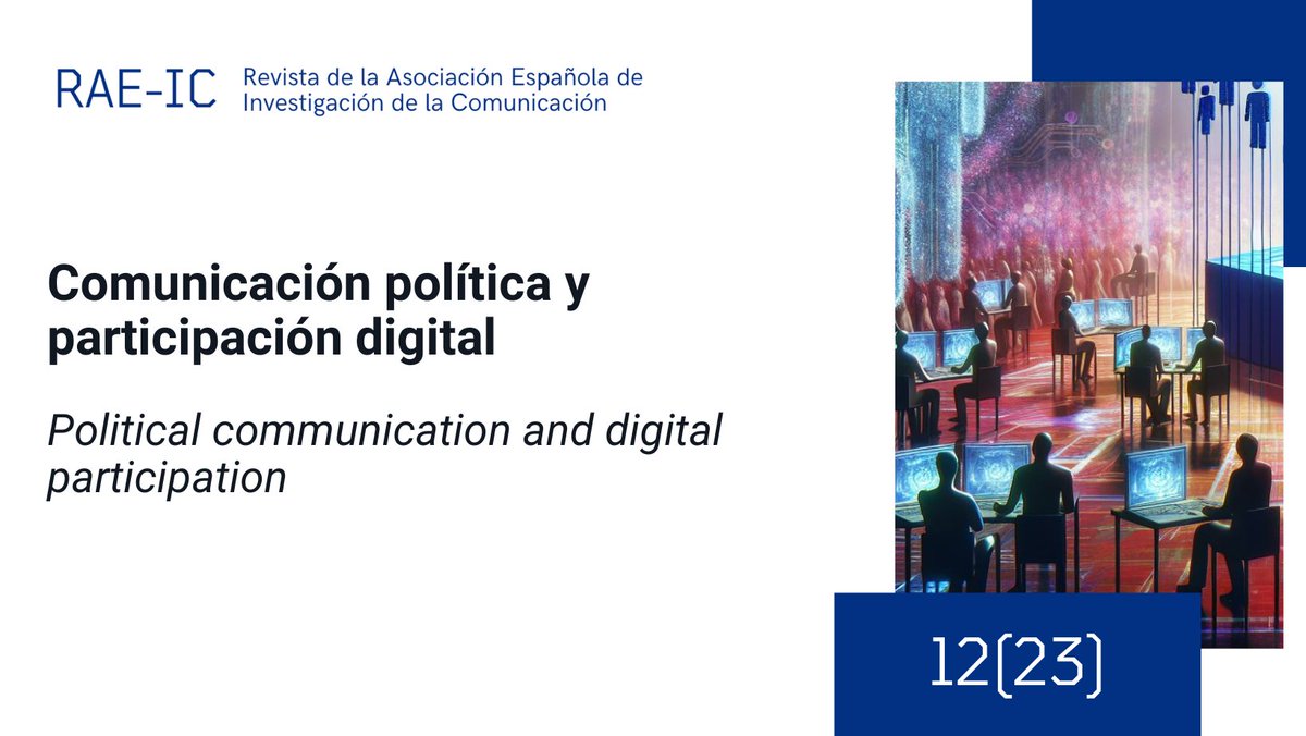 📢 ¡Extra, extra!  

Ya publicado el número 23: "Comunicación política y participación digital", coordinado por <a href="/ecampd/">Eva Campos</a> y <a href="/MartaCuanti/">Marta Cantijoch</a>.  

Muchas gracias a todos/as los/las autores/as y evaluadores/as que han participado 

🔗doi.org/10.24137/raeic…

📷#RevistaAEIC