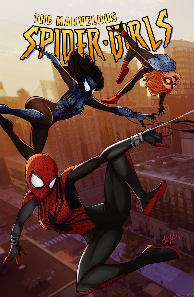 dragoon2691's tweet image. New year, new stories of THE MARVELOUS SPIDER-GIRLS!
Our heroines Annie, April & Mayday Parker united at last in a whole new marvel universe!
Read the latest issue here: archiveofourown.org/works/48463630…
Cover by @ArthurChin12