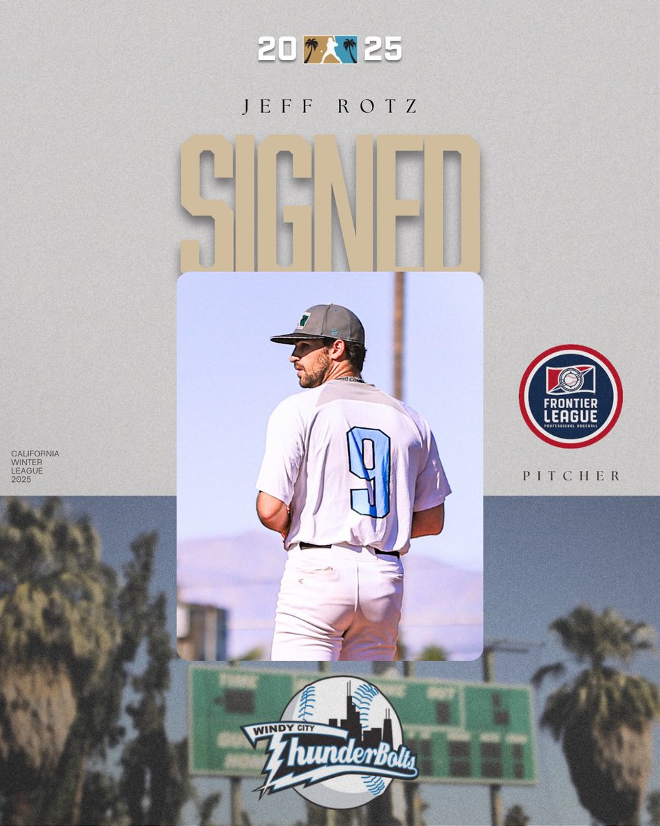 California Winter League (@calwinterleague) on Twitter photo 𝑺𝑰𝑮𝑵𝑬𝑫 ✍️
Congratulations to Chill’s Pitcher Jeff Rotz (<a href="/rotz_ro7/">Jeff R</a>) on being signed by the <a href="/WCThunderBolts/">Windy City ThunderBolts</a> in the <a href="/FLProBaseball/">Frontier League</a>! 🎉
#CWL2025 | #ProsMadeHere🌴 𝑺𝑰𝑮𝑵𝑬𝑫 ✍️
Congratulations to Chill’s Pitcher Jeff Rotz (<a href="/rotz_ro7/">Jeff R</a>) on being signed by the <a href="/WCThunderBolts/">Windy City ThunderBolts</a> in the <a href="/FLProBaseball/">Frontier League</a>! 🎉
#CWL2025 | #ProsMadeHere🌴