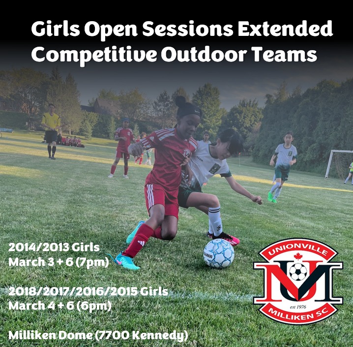 Girls Competitive open sessions for the outdoor season have been extended! Pre-register at u-msc.com or message us for more information