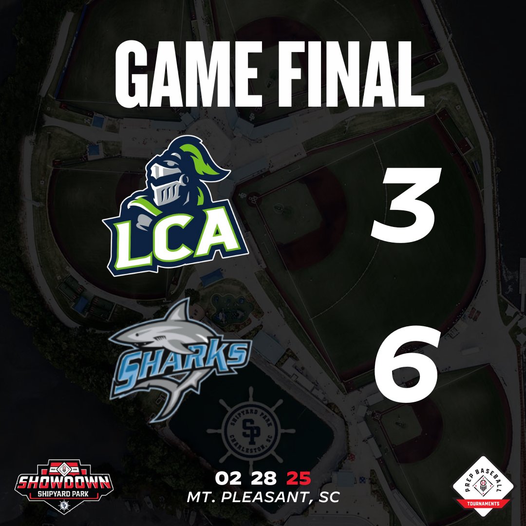 Game Final

<a href="/STJSHARKSBSBALL/">St. James Sharks Baseball</a> St James | 6
<a href="/LCA_BSBL/">Legion Collegiate Baseball</a> Legion | 3

#ShipyardShowdown25