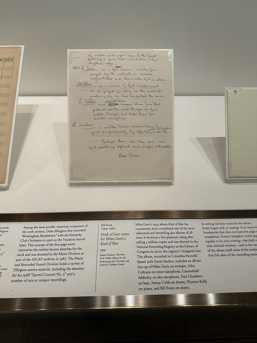 Stumbled upon Bill Evans’s notes for Kind of Blue in New York Public Library, wow