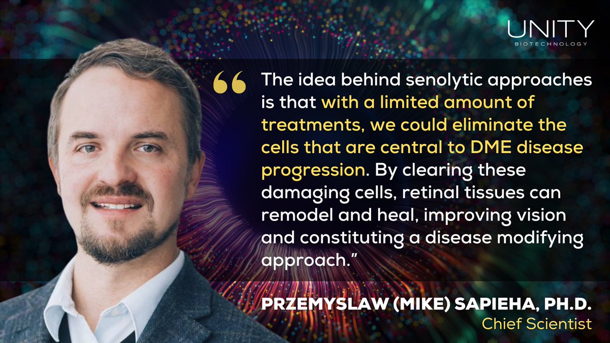 #UBX1325 aims to eliminate the senescent cells and therefore a source of inflammation and anti-VEGF production.

Stay tuned as we share topline results from our Ph2b ASPIRE study evaluating UBX1325 in #DME patients who are not achieving optimal benefit from anti-VEGF drugs.