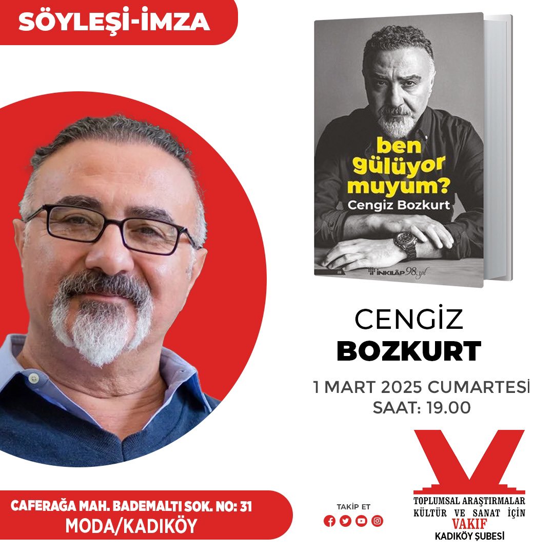 cengiz bozkurt (@mcengizbozkurt) on Twitter photo Yarın Anadolu yakasında Moda’da Taksav Kadıköy’de 19:00’da imza ve söyleşimiz var bekleriz. <a href="/TAKSAVKadikoy/">TAKSAV | Kadıköy Şubesi</a> <a href="/inkilapkitabevi/">İnkılâp Kitabevi</a> Yarın Anadolu yakasında Moda’da Taksav Kadıköy’de 19:00’da imza ve söyleşimiz var bekleriz. <a href="/TAKSAVKadikoy/">TAKSAV | Kadıköy Şubesi</a> <a href="/inkilapkitabevi/">İnkılâp Kitabevi</a>