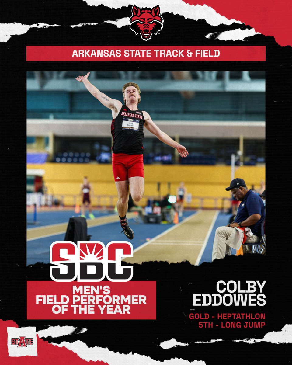 After repeating as heptathlon champion and earning four more points in the long jump, Colby Eddowes is the 2025 Sun Belt 𝐌𝐄𝐍'𝐒 𝐈𝐍𝐃𝐎𝐎𝐑 𝐅𝐈𝐄𝐋𝐃 𝐏𝐄𝐑𝐅𝐎𝐑𝐌𝐄𝐑 𝐎𝐅 𝐓𝐇𝐄 𝐘𝐄𝐀𝐑! 👏

#WolvesUp