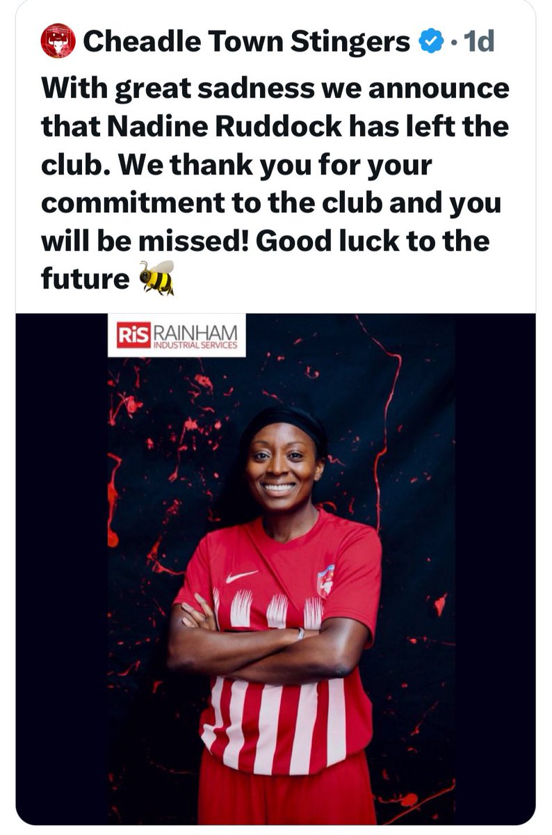 Shame you’ve gone Nadine but fully understand your reasons you’ve left <a href="/CheadleStingers/">Cheadle Town Stingers</a> I’m gonna miss you and your smile mate. Keep playing as long as you can 👌 

#original