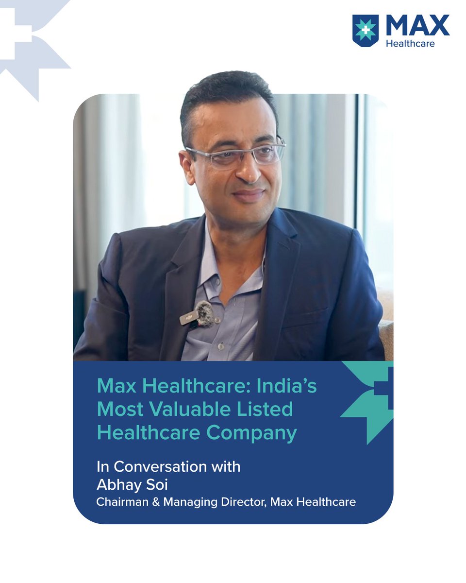 Max Healthcare's journey to becoming India's most valuable listed healthcare company is a story of bold decisions and visionary leadership. Our CMD, Mr. Abhay Soi, shares his insights on transforming the brand. Watch now: shorturl.at/gfseD 
#MaxHealthcare #IndustryLeader